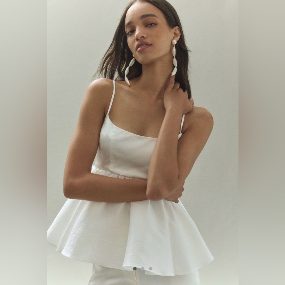 BHLDN SCOOP-NECK SATIN & TAFFETA PEPLUM TANK -Size M